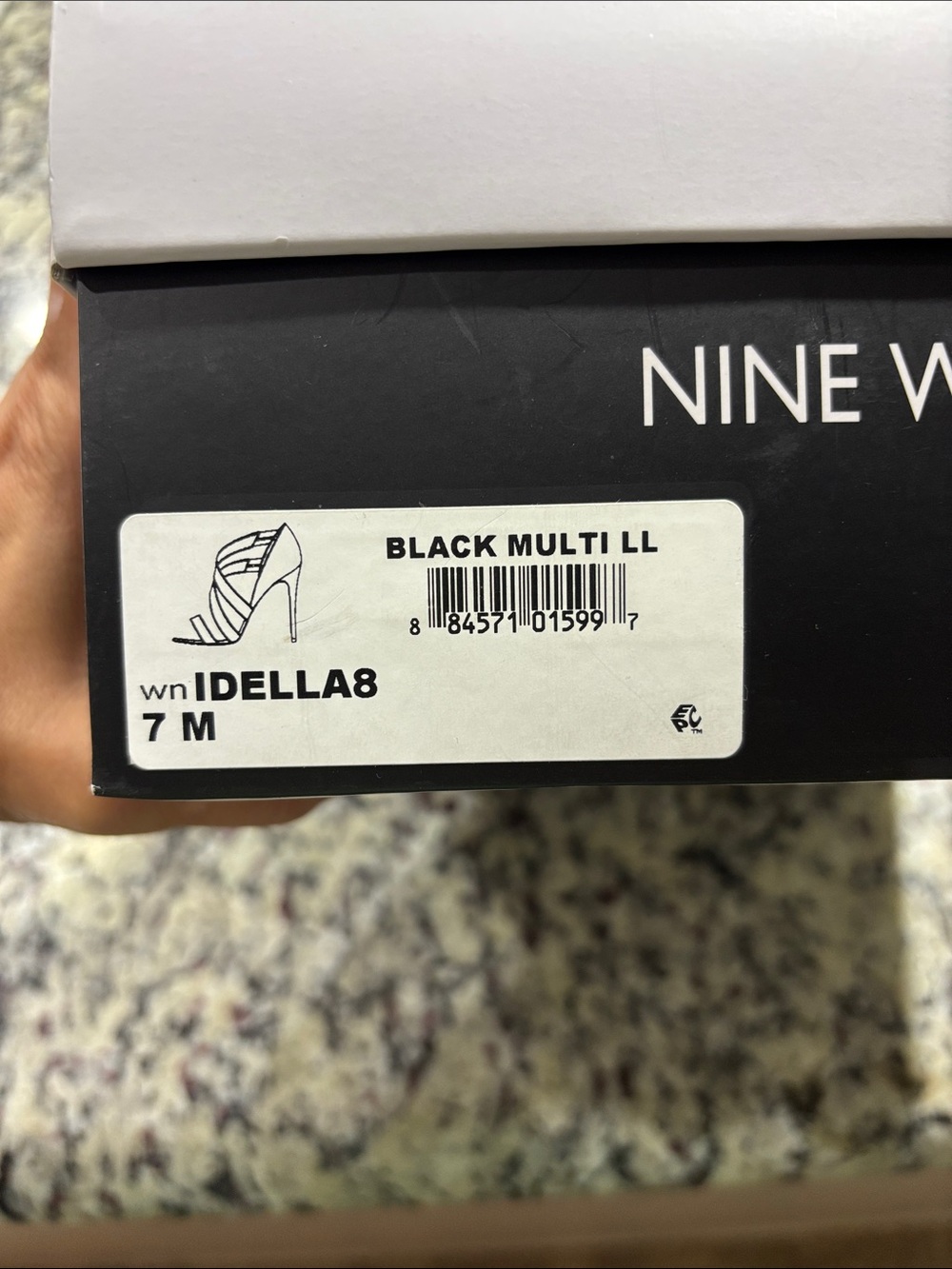 Nine West Idella8 Black Multi Strappy High Heel Sandal